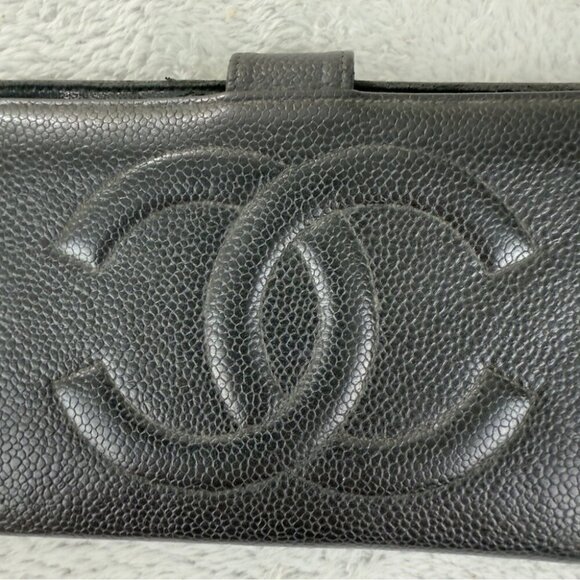 CHANEL CC Logo Grained Calfskin Leather Bifold Wallet Black - Picture 4 of 16